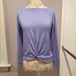 Zella Purple 3/4 Sleeve Tie Front Blouse